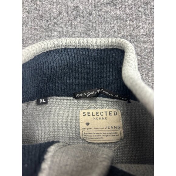 Selected Homme Vince Sweater Men's XL Gray Henley Button Neck Cotton - Picture 2 of 9